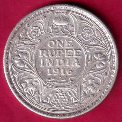 British India 1916 Bombay mint George V one Rupee Silver Coin :-FB7324