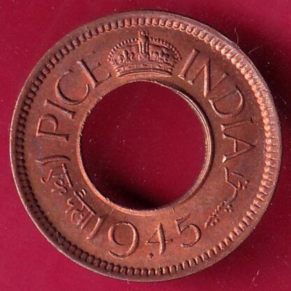 British india UNC 1945 one pice copper coin – FB7580