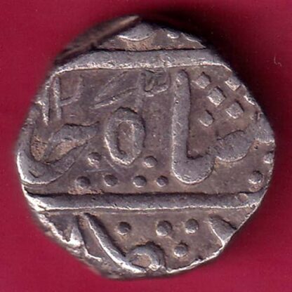 INDORE STATE SUN FACE INO SHAH ALAM II MALHAR RAO ONE RUPEE SILVER COIN – FB7632 - Image 2