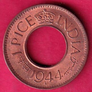 British india UNC king george vi 1944 LAHORE MINT one pice copper coin– FB7648