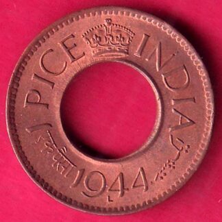 British india UNC king george vi 1944 LAHORE MINT one pice copper coin  – FB7122