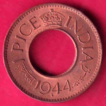 British india UNC king george vi 1944 LAHORE MINT one pice copper coin  – FB7122