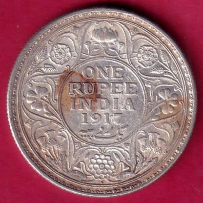 British India 1917 bombay mint George v Emperor One Rupee  – FB7123 - Image 2