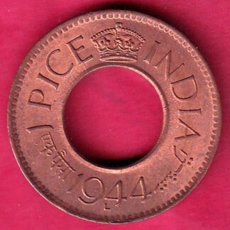 British india UNC king george vi 1944 LAHORE MINT one pice copper coin – FB7686