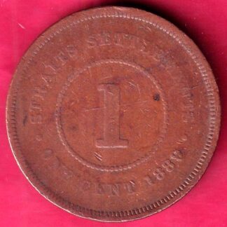 STRAITS SETTLEMENTS 1889 VICTORIA QUEEN ONE CENT - FB7896