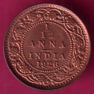 BRITISH INDIA 1926 GEORGE V 1/12 ANNA COPPER COIN  –FB7961