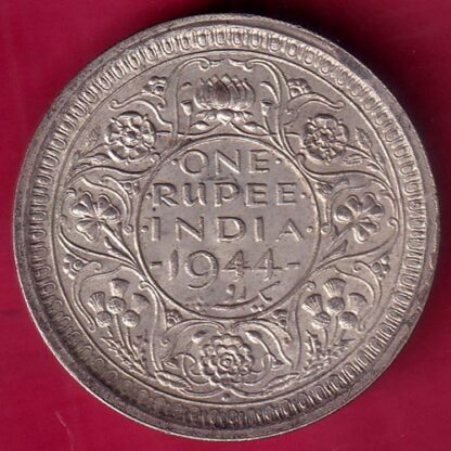 British india 1944 Bombay mint george vi one rupee silver coin– FB8023