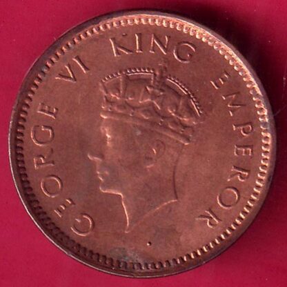 BRITISH INDIA 1939 UNC 1/2 PICE COPPER COIN – FB8111 - Image 2