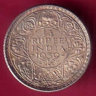 BRITISH INDIA 1939 BOMBAY MINT GEORGE VI 1/4 RUPEE SILVER COIN-FB8189