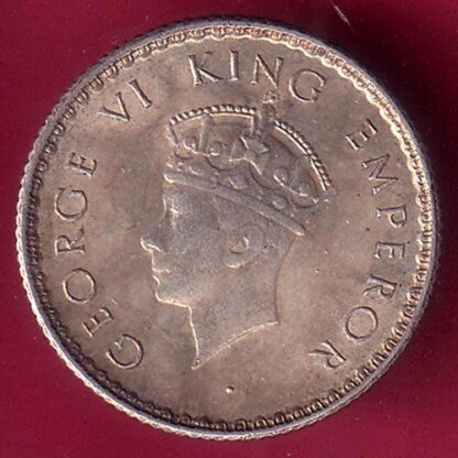 BRITISH INDIA 1939 BOMBAY MINT GEORGE VI 1/4 RUPEE SILVER COIN-FB8189 - Image 2