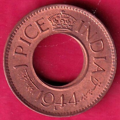 British india UNC king george vi 1944 LAHORE MINT one pice copper coin  – FB8263
