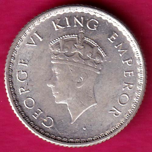 BRITISH INDIA 1939 KG VI 1/4 SILVER RUPEE : – @HUB.124 – Indian Coins Hub