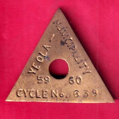 CYCLE TOKEN: YEOLA MUNCIPALITY CYCLE 59 60 NO. 639- F1953