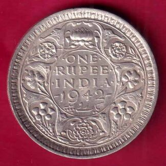BRITISH INDIA 1942 BOMBAY MINT GEORGE VI ONE RUPEE BEAUTIFUL SILVER – FB8375