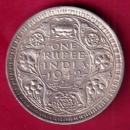 BRITISH INDIA 1942 BOMBAY MINT GEORGE VI ONE RUPEE BEAUTIFUL SILVER – FB8375