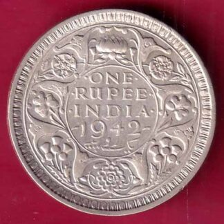 BRITISH INDIA 1942 BOMBAY MINT GEORGE VI ONE RUPEE BEAUTIFUL SILVER – FB8381