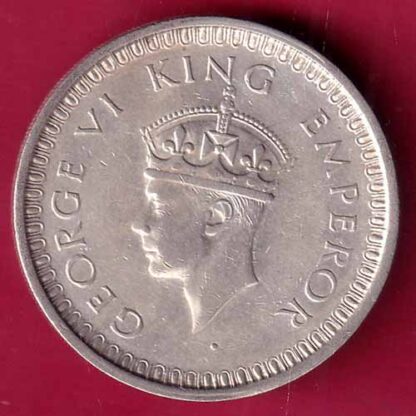 BRITISH INDIA 1942 BOMBAY MINT GEORGE VI ONE RUPEE BEAUTIFUL SILVER – FB8381 - Image 2