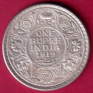 British India 1919 Bombay Mint George v One Rupee Silver coin– F1819