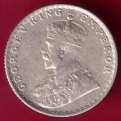 British India 1928 George V BOMBAY MINT 1/4 rupee silver coin– FB8411 - Image 2