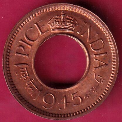 British india UNC 1945 one pice copper coin– FB8464