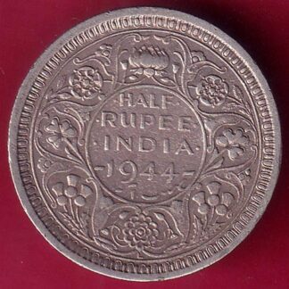 British india 1944 Lahore mint george vi HALF rupee silver coin– FB8477