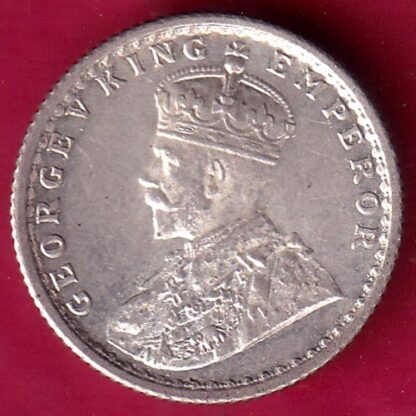 British India 1936 George V 1/4 Rupee Silver coin– FB8505 - Image 2