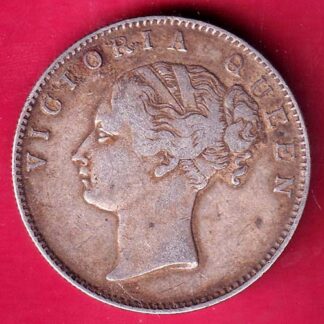 EAST INDIA COMPANY 1840 CONTINIOUS LEGEND VICTORIA QUEEN 1 RUPEE SILVER COIN –F2343