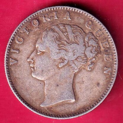 EAST INDIA COMPANY 1840 CONTINIOUS LEGEND VICTORIA QUEEN 1 RUPEE SILVER COIN –F2343
