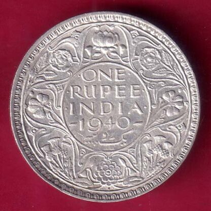 BRITISH INDIA 1940 BOMBAY MINT GEORGE VI ONE RUPEE BEAUTIFUL SILVER COIN - F2447
