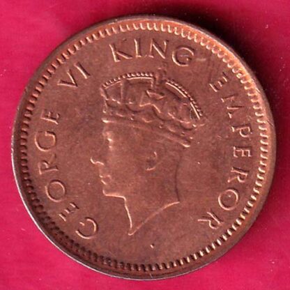 BRITISH INDIA 1939 UNC 1/2 PICE COPPER COIN  - F2450 - Image 2
