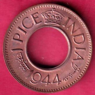 British india king george vi 1944 one pice beautiful copper coin - F2460