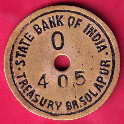 BANK TOKEN : STATE BANK OF INDIA SOLAPUR BR. 405  -  F2524 - Image 2