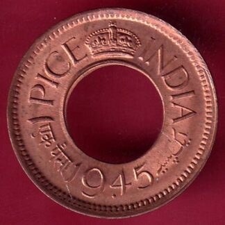 british india king george vi unc 1945 one pice beautiful copper coin – F2534