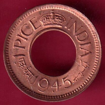 british india king george vi unc 1945 one pice beautiful copper coin – F2534