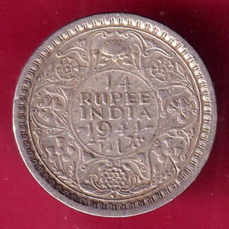BRITISH INDIA 1944 BOMBAY MINT GEORGE VI 1/4 RUPEE BEAUTIFUL SILVER COIN – F2546