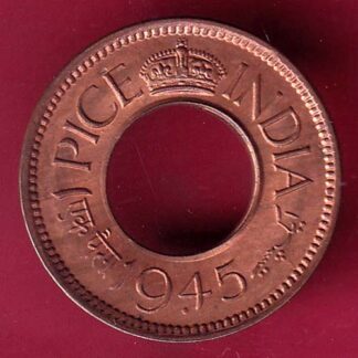 British india king george vi unc 1945 one pice beautiful copper coin – F2548