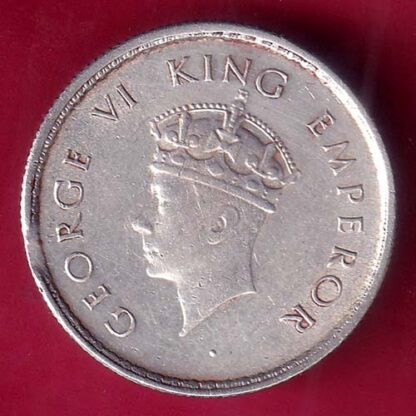 BRITISH INDIA 1939 BOMBAY MINT GEORGE VI HALF RUPEE SILVER COIN – F2561 - Image 2