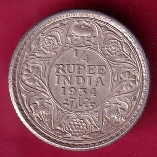 British India 1934 George v King Emperor 1/4 Rupee – F2584