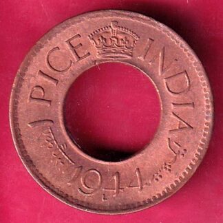 british india king george vi 1944 LAHORE MINT one pice copper coin  – F2619