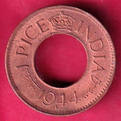 british india king george vi 1944 LAHORE MINT one pice copper coin  – F2619