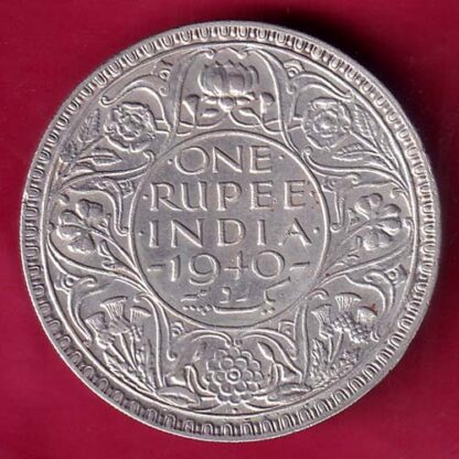 BRITISH INDIA 1940 BOMBAY MINT GEORGE VI ONE RUPEE BEAUTIFUL SILVER COIN  – F2672