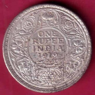 British India 1919 Bombay Mint George v One Rupee Silver coin –F2733