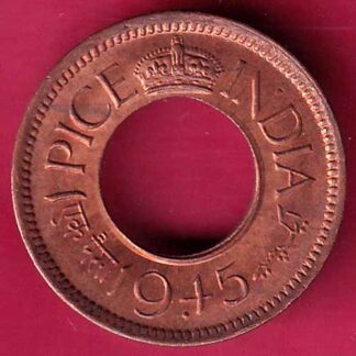 British india king george vi unc 1945 one pice beautiful copper coin – F2734