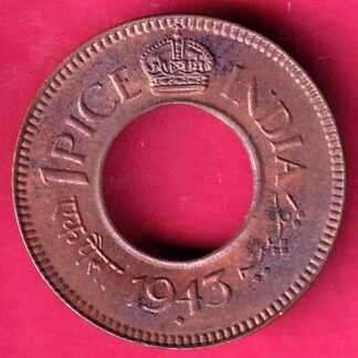 British india king george vi 1943 one pice beautiful copper coin  – F2791
