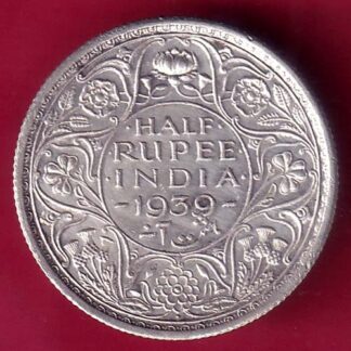 BRITISH INDIA 1939 BOMBAY MINT GEORGE VI HALF RUPEE SILVER COIN –  F2814