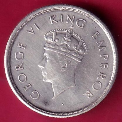 BRITISH INDIA 1939 BOMBAY MINT GEORGE VI HALF RUPEE SILVER COIN –  F2814 - Image 2