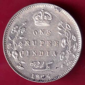 BRITISH INDIA 1904 EDWARD VII ONE RUPEE SILVER COIN - F2825