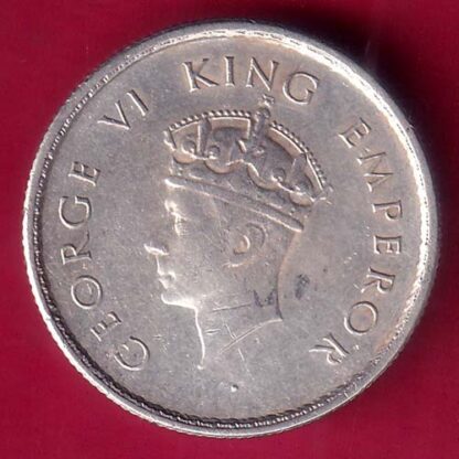 BRITISH INDIA 1939 BOMBAY MINT GEORGE VI HALF RUPEE SILVER COIN - F2844 - Image 2