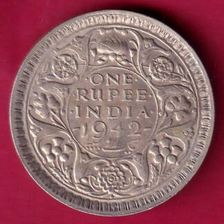 BRITISH INDIA 1942 BOMBAY MINT GEORGE VI ONE RUPEE BEAUTIFUL SILVER COIN - F2847