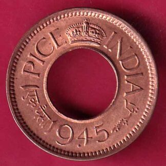 british india king george vi unc 1945 one pice beautiful copper coin - FB8981